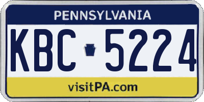 PA license plate KBC5224