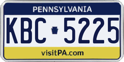 PA license plate KBC5225
