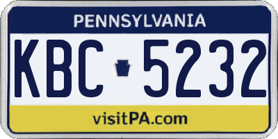 PA license plate KBC5232