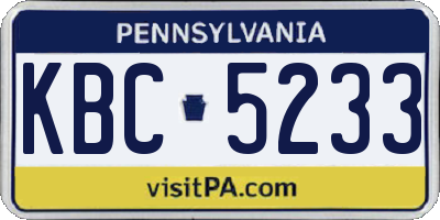 PA license plate KBC5233