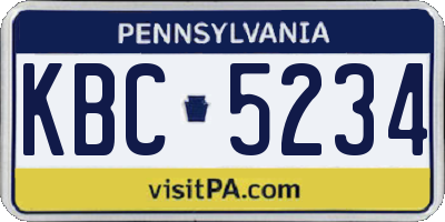 PA license plate KBC5234
