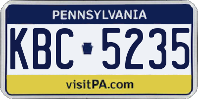 PA license plate KBC5235
