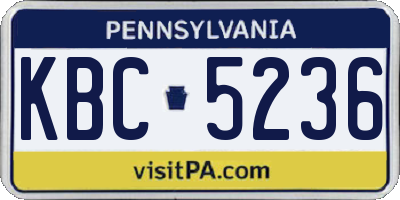 PA license plate KBC5236