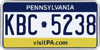 PA license plate KBC5238