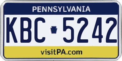 PA license plate KBC5242