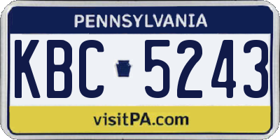 PA license plate KBC5243
