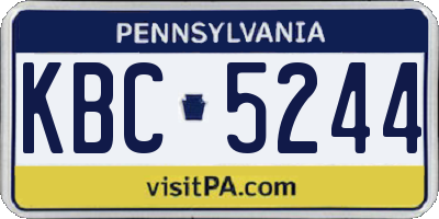 PA license plate KBC5244