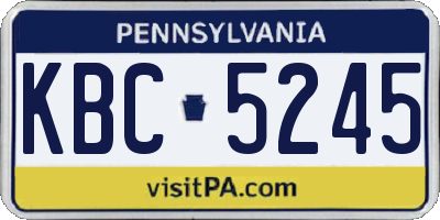 PA license plate KBC5245