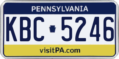 PA license plate KBC5246