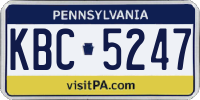 PA license plate KBC5247