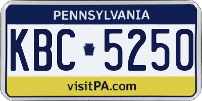 PA license plate KBC5250