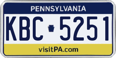 PA license plate KBC5251