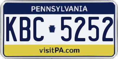 PA license plate KBC5252