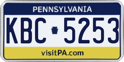 PA license plate KBC5253
