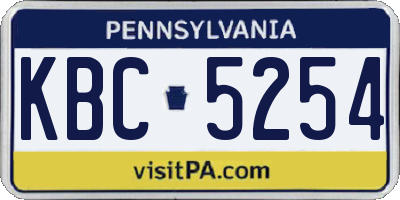 PA license plate KBC5254