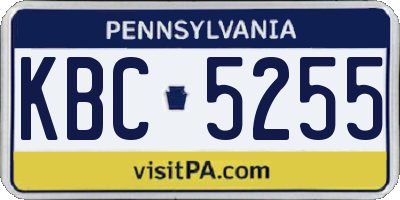 PA license plate KBC5255