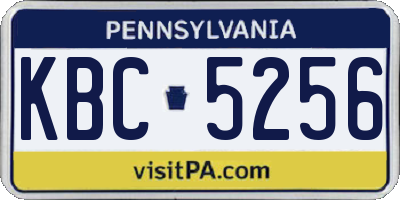 PA license plate KBC5256