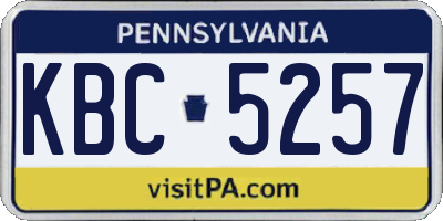 PA license plate KBC5257