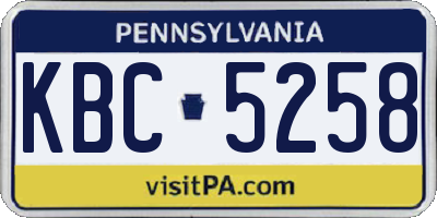 PA license plate KBC5258