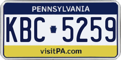 PA license plate KBC5259