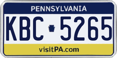 PA license plate KBC5265