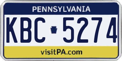 PA license plate KBC5274