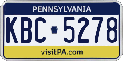 PA license plate KBC5278