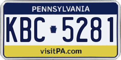 PA license plate KBC5281