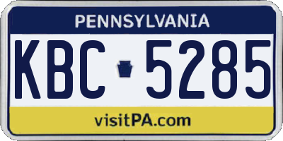 PA license plate KBC5285