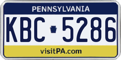 PA license plate KBC5286