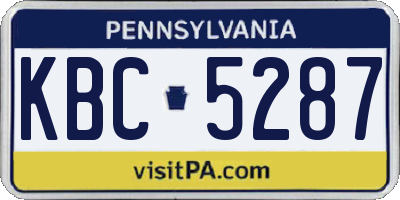 PA license plate KBC5287