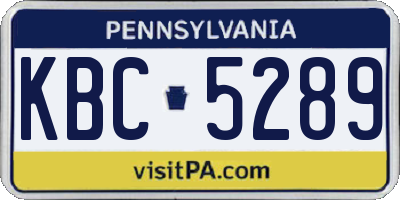 PA license plate KBC5289