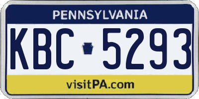 PA license plate KBC5293