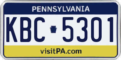 PA license plate KBC5301