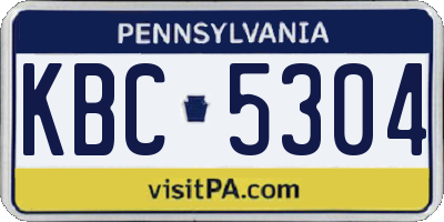 PA license plate KBC5304