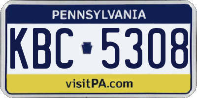 PA license plate KBC5308