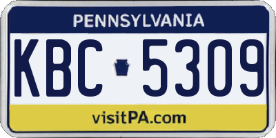 PA license plate KBC5309