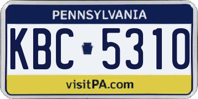 PA license plate KBC5310