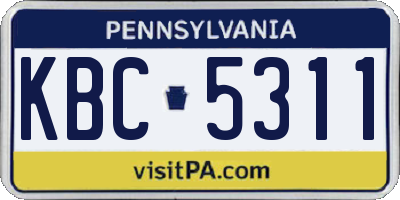PA license plate KBC5311