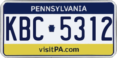 PA license plate KBC5312