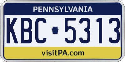 PA license plate KBC5313