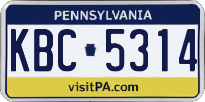 PA license plate KBC5314