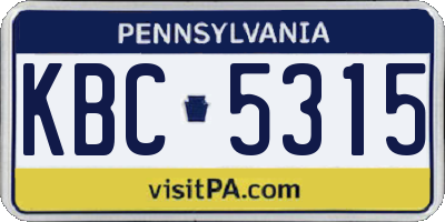 PA license plate KBC5315