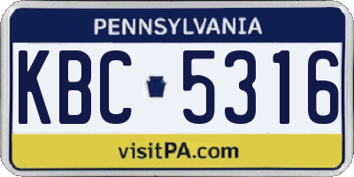PA license plate KBC5316