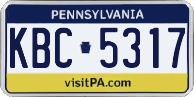 PA license plate KBC5317