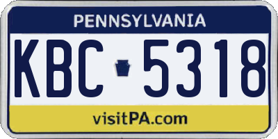 PA license plate KBC5318