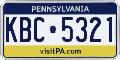 PA license plate KBC5321