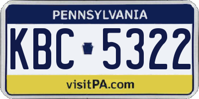 PA license plate KBC5322