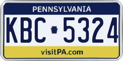 PA license plate KBC5324