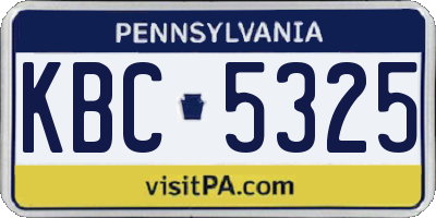 PA license plate KBC5325